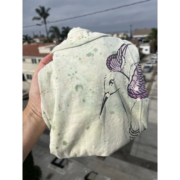 Vintage Y2K GRAIL light green hummingbird paint splatter tshirt M distressed - Picture 2 of 9